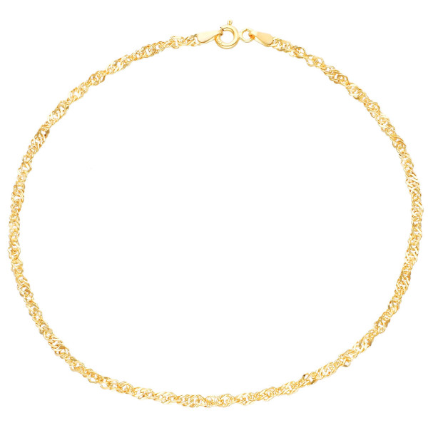 9ct Yellow Gold Hollow Singapore Anklet