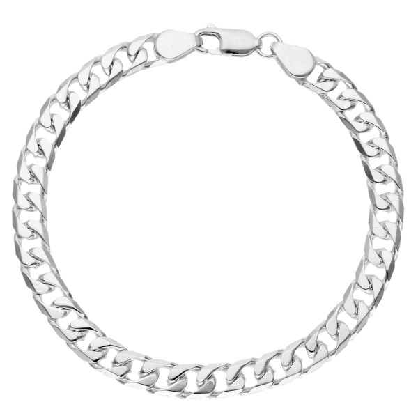 Men's Sterling Silver 6.4mm Metric Curb bracelet