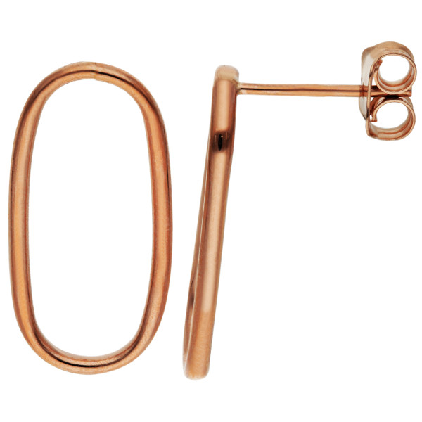 9ct Rose Gold Open Oval Drop Stud Earrings
