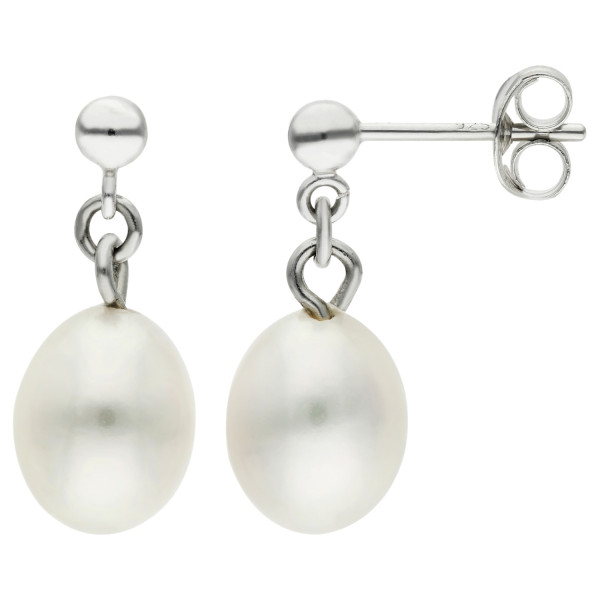 Sterling Silver Cultured River Pear Teardrop Earrings