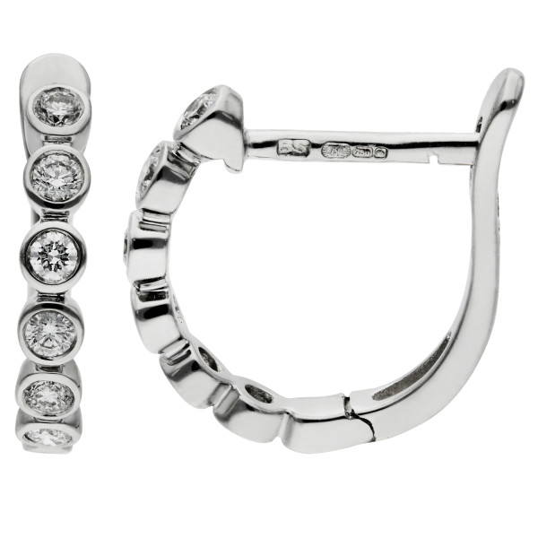 18ct White Gold & Diamond Bubble Hoop Earrings