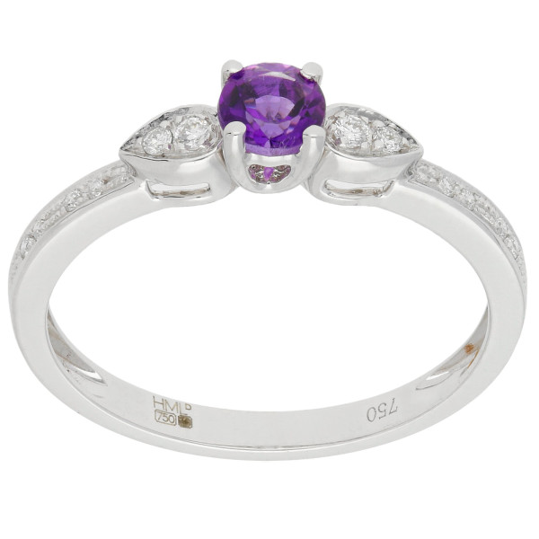18ct White Gold Amethyst & Diamond Fancy Dress Ring - N