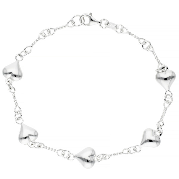 Sterling Silver Fancy Heart Bracelet