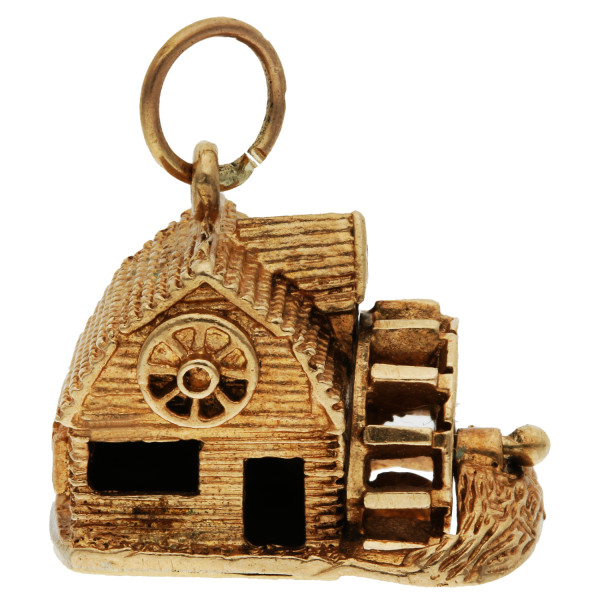 Vintage 9ct Yellow Gold Water Mill Charm