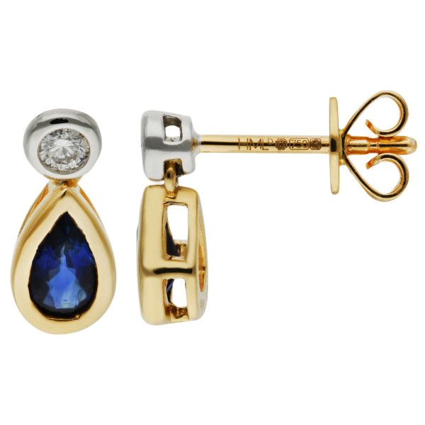 18ct Yellow Gold 0.53ct Sapphire & 0.08ct Diamond Fancy Earrings