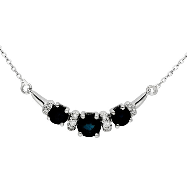 9ct White Gold Sapphire & Diamond Trilogy Necklace