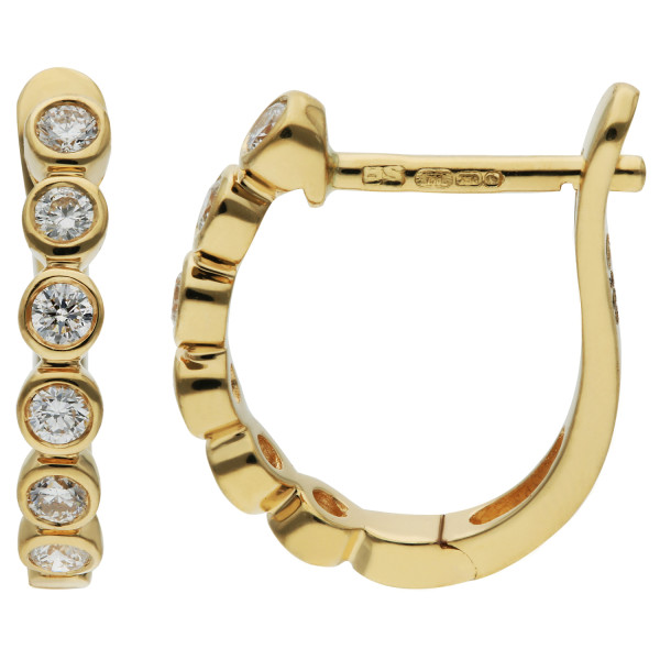 18ct Yellow Gold & Diamond Bubble Hoop Earrings