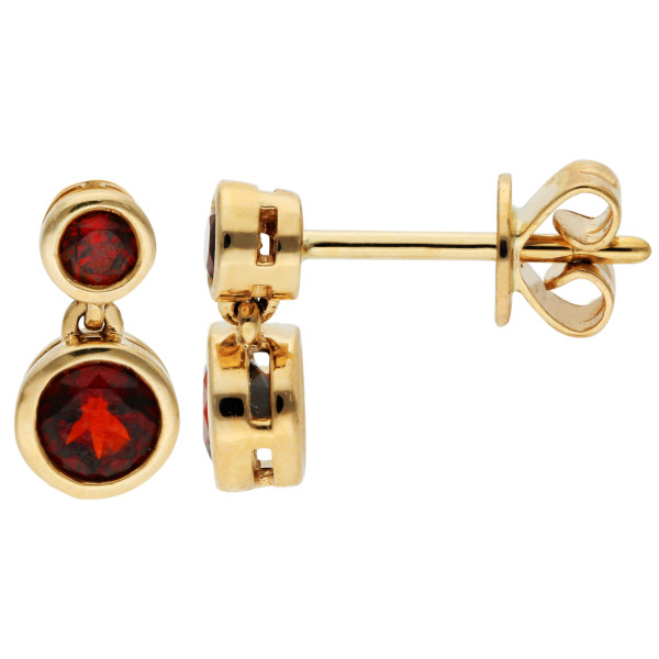 9ct Yellow Gold Garnet Double Drop Earrings