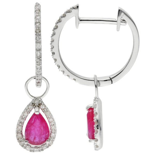 9ct White Gold 1.00ct Ruby Drop Earrings