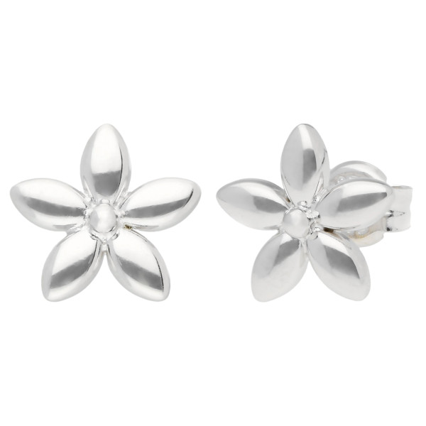 9ct White Gold Flower Stud Earrings