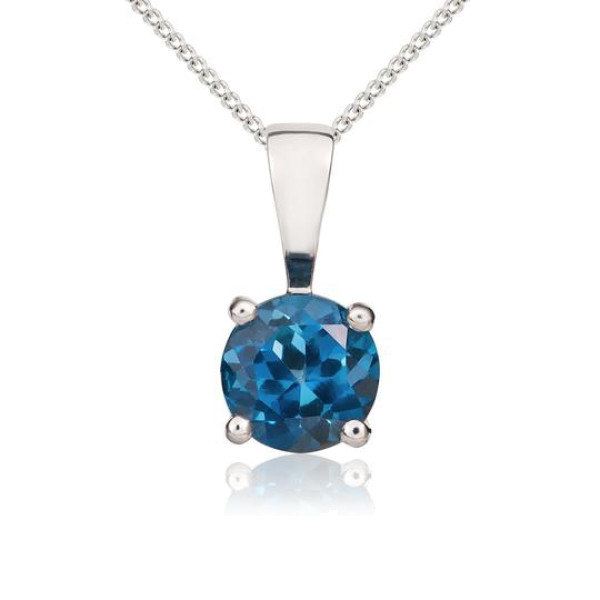 Children's 9ct White Gold 0.54ct London Blue Topaz Pendant