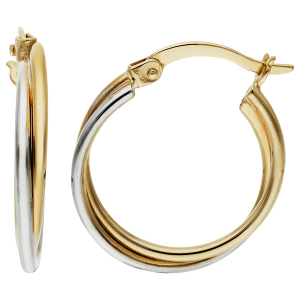 9ct White & Yellow Gold Hoop Earrings