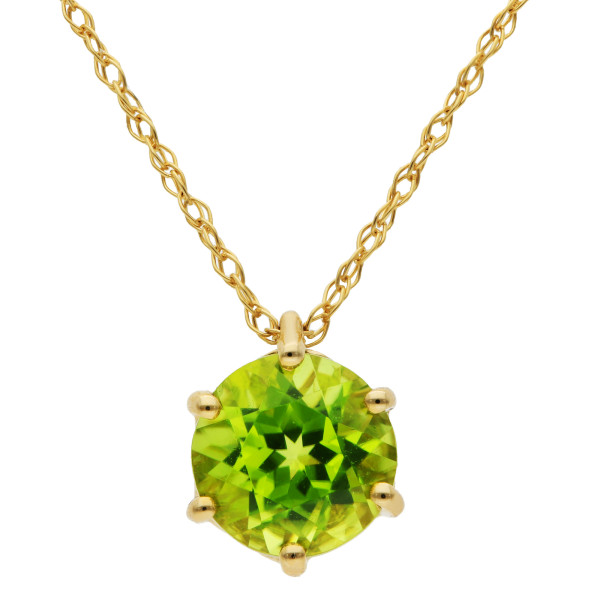 9ct Yellow Gold Peridot Solitaire Pendant