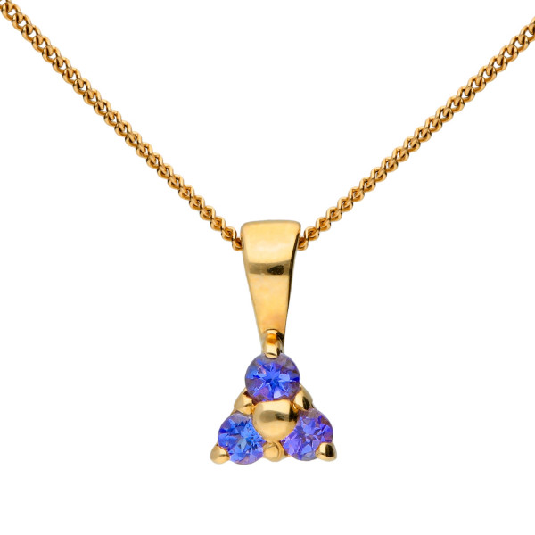 9ct Yellow Gold 0.12ct Tanzanite Cluster Pendant