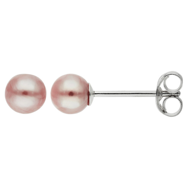 Sterling Silver Pink 5-5.5mm Cultured River Pearl Stud Earrings