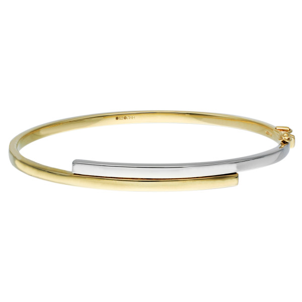 9ct Yellow & White Gold Hinged Bangle