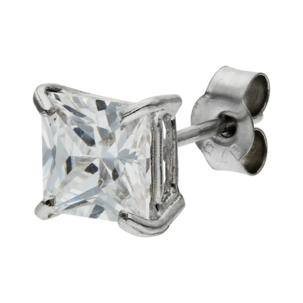 Men's 9ct White Gold 5mm Cubic Zirconia Stud Earring