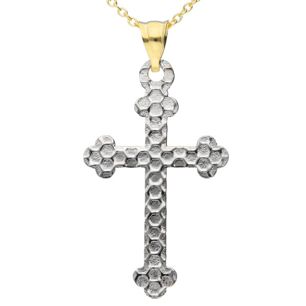 9ct Yellow & White Gold Verstile Cross Pendant
