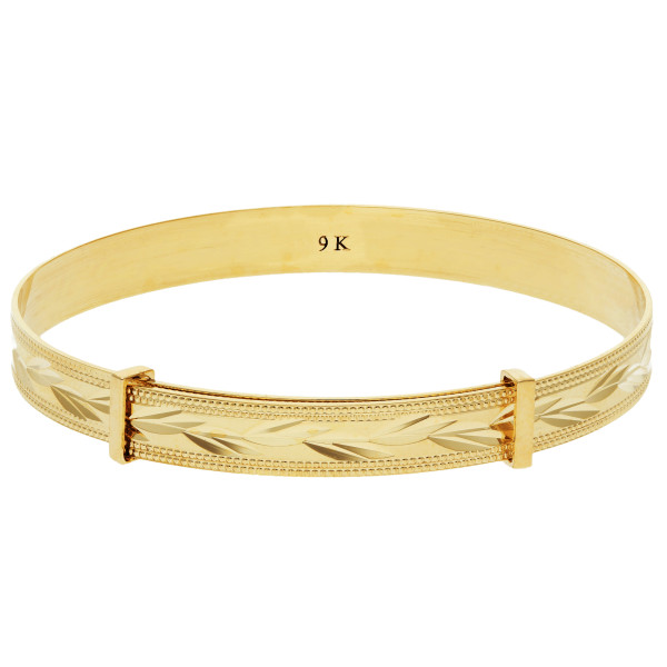 9ct Yellow Gold Diamond Cut Babies Expandable Bangle