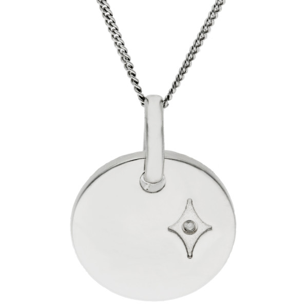Sterling Silver & Diamond Star Disc Pendant