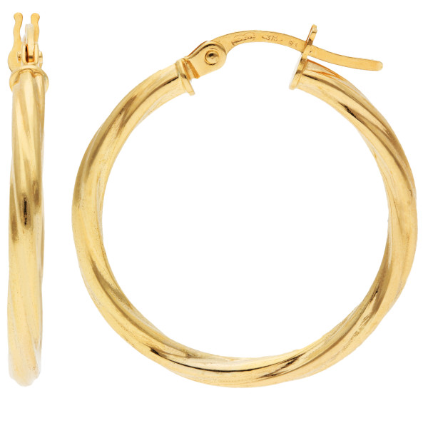9ct Yellow Gold 23mm Twisted Hoop Earrings