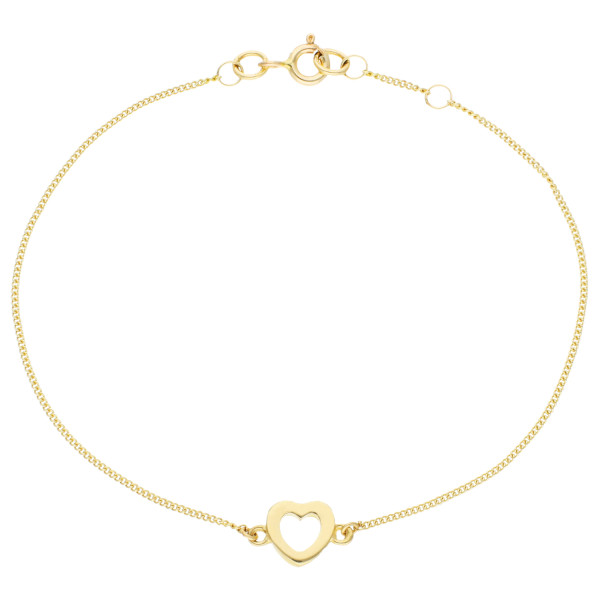 9ct Yellow Gold Heart Bracelet