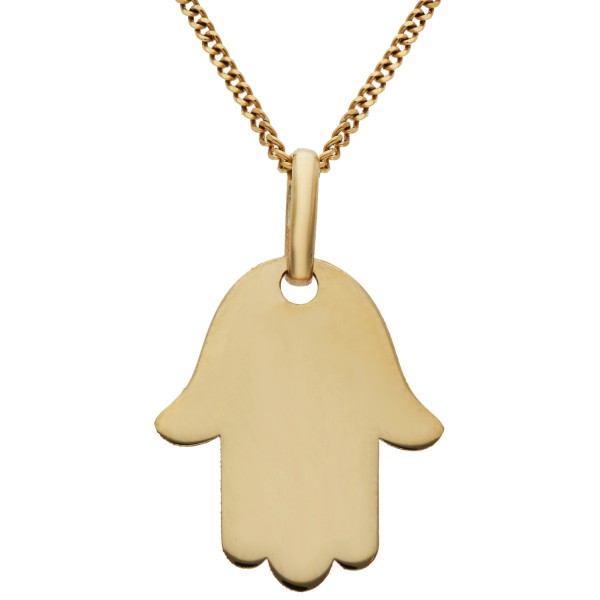 9ct Yellow Gold Engravable Hamsa Shaped Disc Pendant