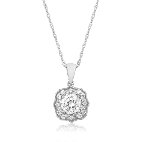 Cubic Zirconia & 9ct White Gold Pendant