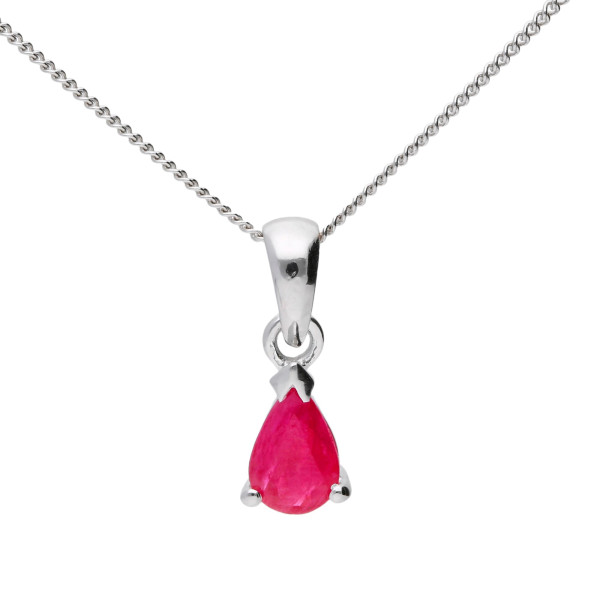 9ct White Gold 0.60ct Pear Ruby Solitaire Pendant 