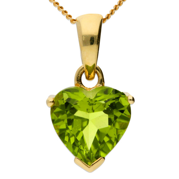 9ct Yellow Gold 0.35ct Peridot Heart Pendant