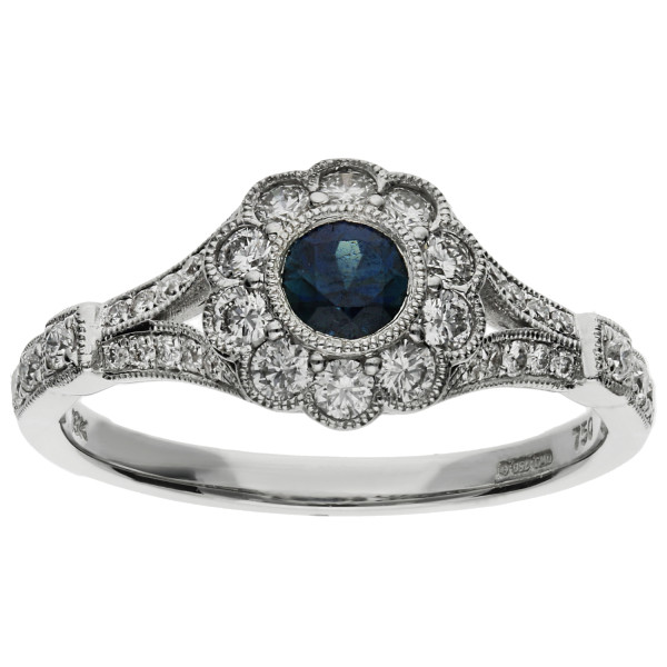 18ct White Gold 0.45ct Sapphire Cocktail Ring