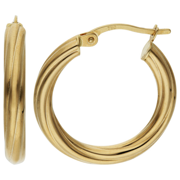 18ct Yellow Gold 20mm Twisted Hoop Earrings