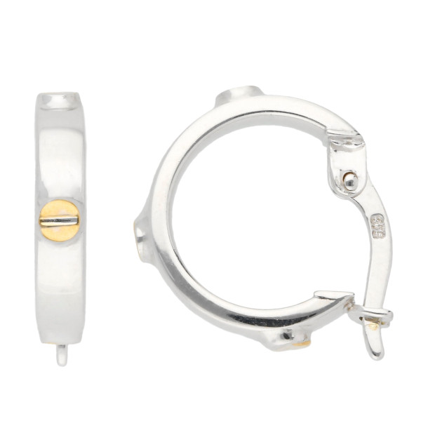 9ct White Gold Yellow 17mm Screw Small Hoop Earrings