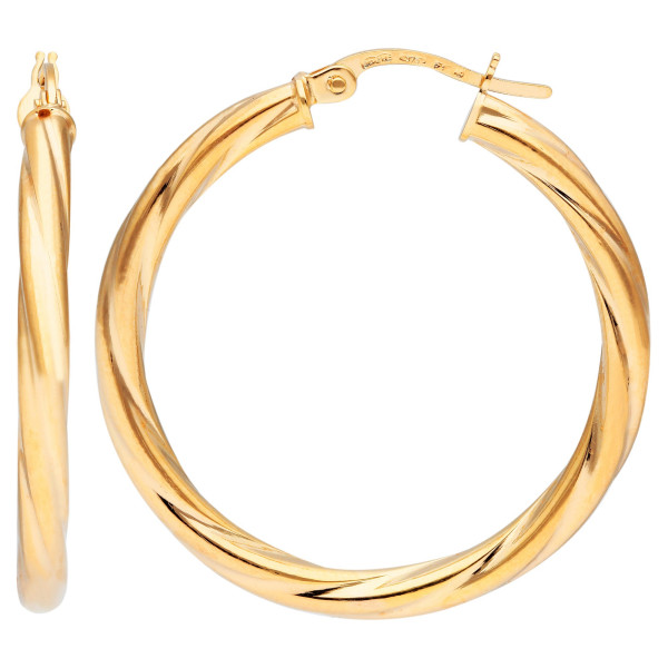 9ct Yellow Gold 30mm Chunky Twisted Hoops