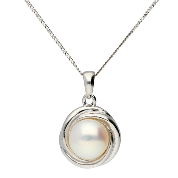 Sterling Silver Button Pearl Pendant