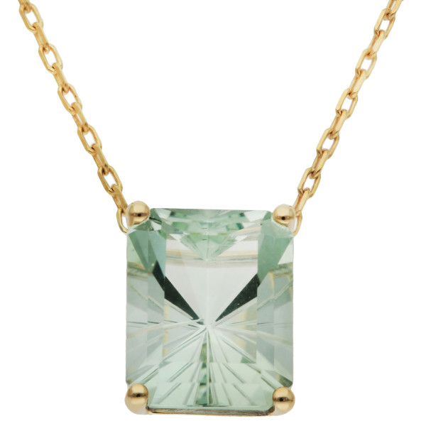 9ct Yellow Gold Green Amethyst Necklace