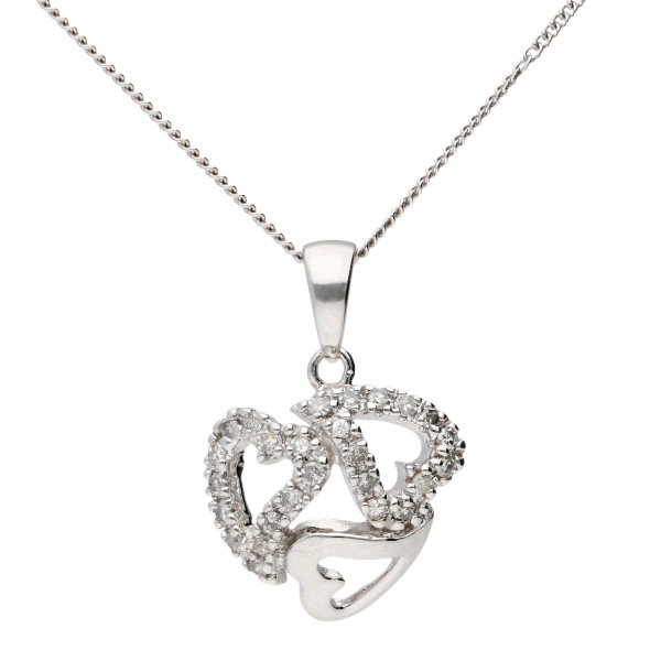 9ct White Gold 0.13ct Diamond Heart Pendant