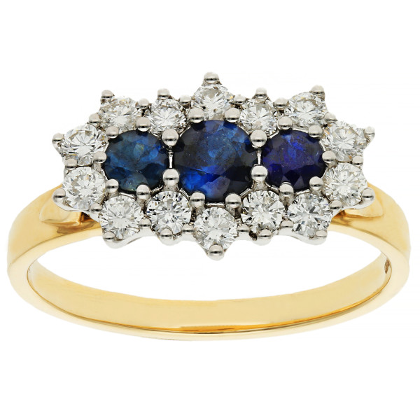 9ct Gold 0.60ct Sapphire Cluster Ring