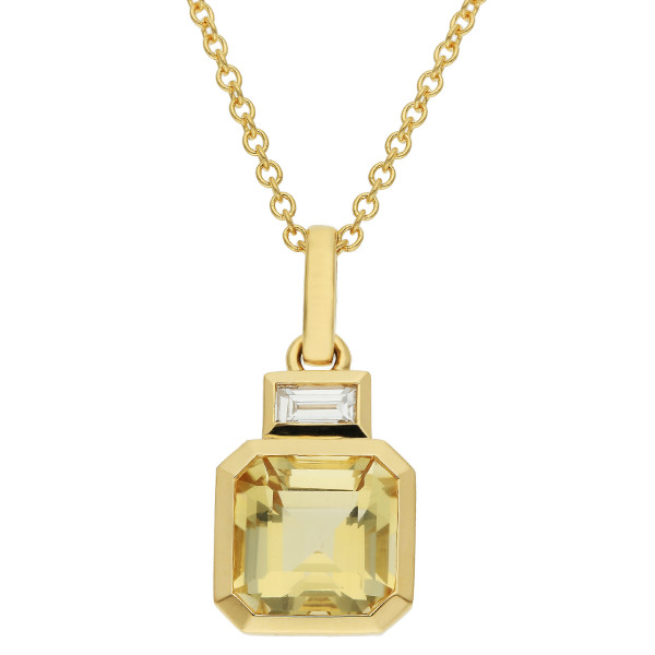 18ct Yellow Gold Diamond & Citrine Pendant