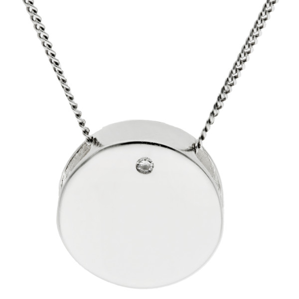 Sterling Silver & Diamond Circle Pendant