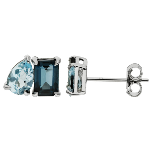 9ct White Gold Blue Topaz Earrings