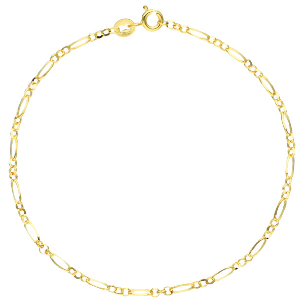 9ct Yellow Gold 2.5mm Diamond Cut Figaro Belcher Bracelet