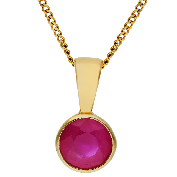 9ct Yellow Gold 0.50ct Round Ruby Solitaire Pendant