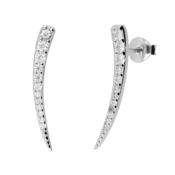 Sterling Silver Cubic Zirconia Comet Stud Earrings