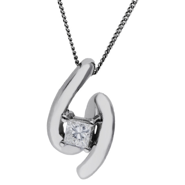 9ct White Gold Diamond Pendant