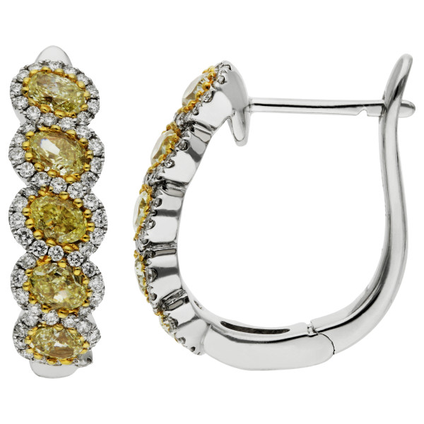 18ct White Gold 1.32 Yellow Diamond Hoop Earrings