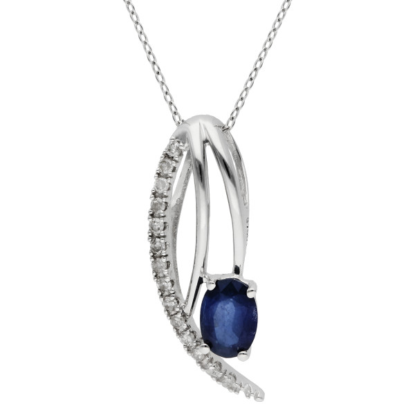 9ct White Gold Sapphire & Diamond Fancy Pendant