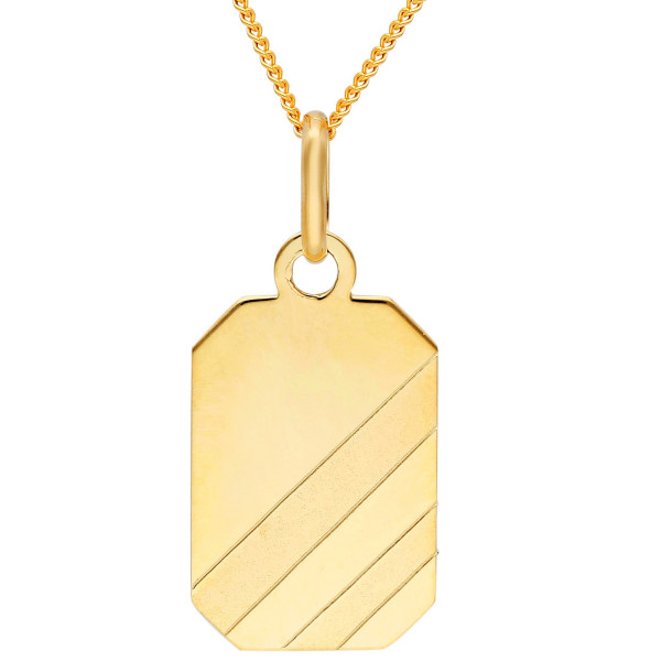 9ct Yellow Gold Small Dog Tag Pendant