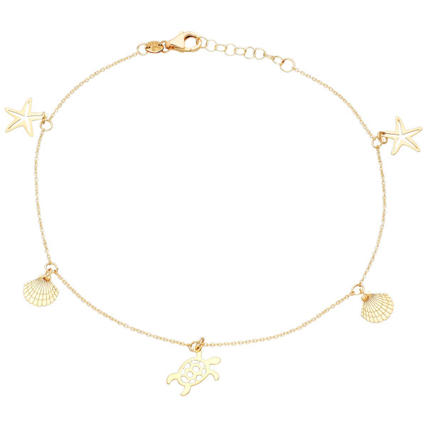 9ct Yellow Gold Sea & Sand Adjustable Anklet