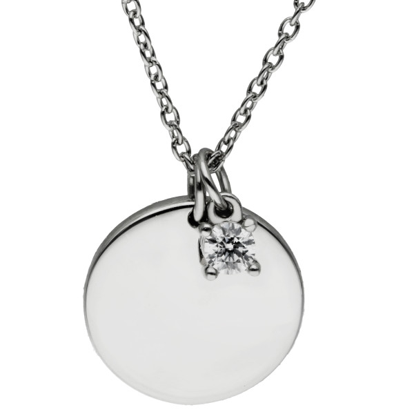 Cubic Zirconia & Stirling Silver Disc Pendant